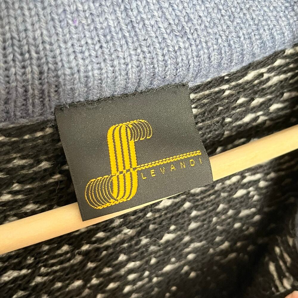 Vintage Levandi Quarter Zip Wool Sweater Mens Medium Blue Moose Fair Isle Cabin - Picture 6 of 10